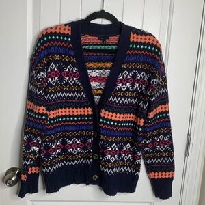 Talbots fair isle holiday winter knit sweater cardigan size medium women’s‎